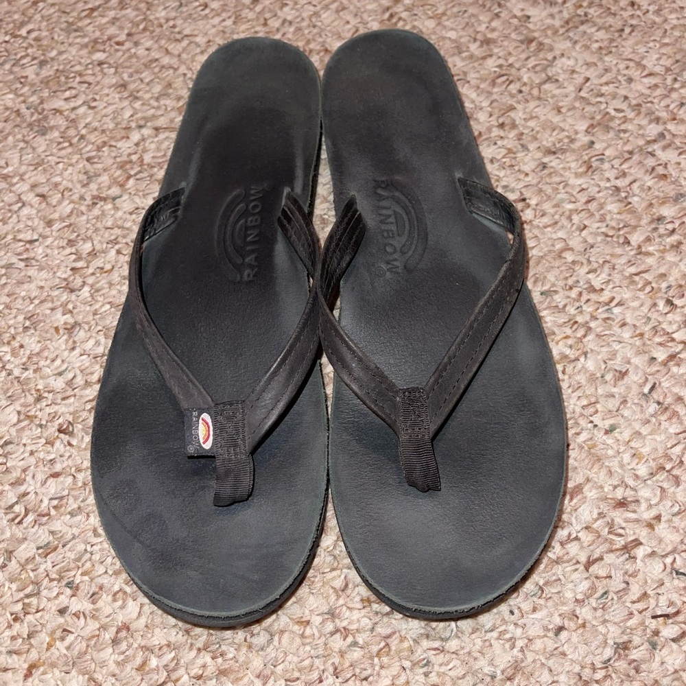 Rainbow Black Flip Flop Sandals